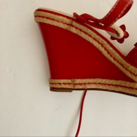 Louis Vuitton Red Wedge Shoes  SZ 39-9 - Picture 5 of 6